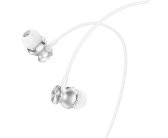  Наушники вакуумные AUX разъём с МК без рег.громкости длина 1.2м Hoco M106 (Silver) 