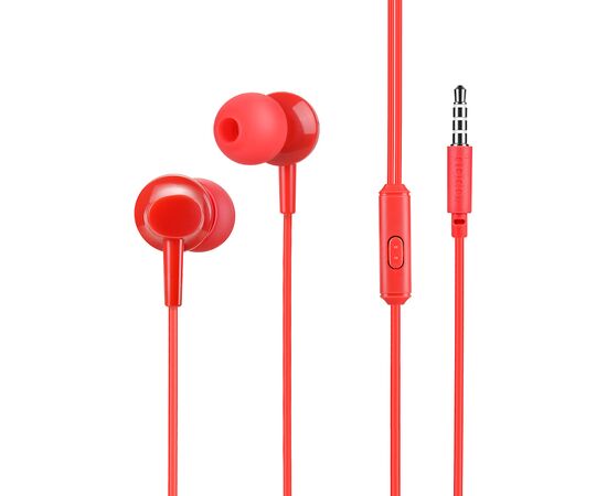  Наушники вакуумные AUX разъём с МК и рег.громкости длина 1.2м Hoco M14 Inital sound (Red) 