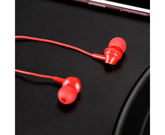  Наушники вакуумные AUX разъём с МК и рег.громкости длина 1.2м Hoco M14 Inital sound (Red) 