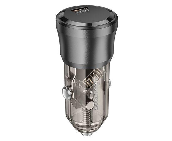  Блок питания автомобильный 1 Type-C Borofone BZ24 Clever, пластик, PD20Вт, QC3.0, цвет: чёрный (1/98/392) 