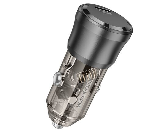 Блок питания автомобильный 1 Type-C Borofone BZ24 Clever, пластик, PD20Вт, QC3.0, цвет: чёрный (1/98/392) 