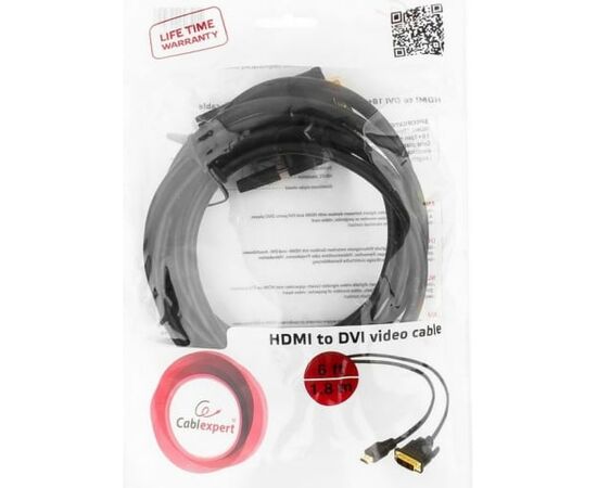  Кабель Cablexpert CC-HDMI-DVI-6 HDMI-DVI 19M/19M 1.8м single link черный 