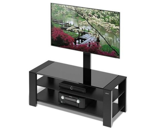  Стойка для ТВ HOLDER TV-32110 черный матовый+черное стекло 