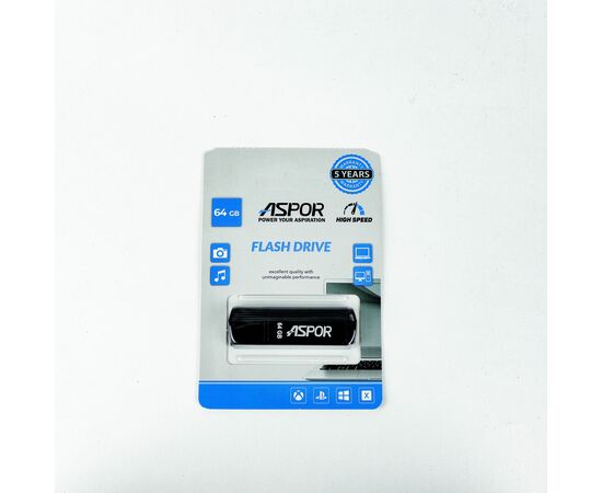  Flash Drive 64G USB  2.0 Aspor PK_TG121BK (чёрный) нс 