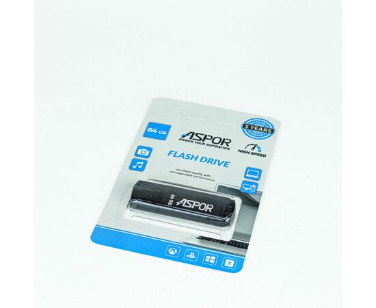  Flash Drive 64G USB  2.0 Aspor PK_TG121BK (чёрный) нс 