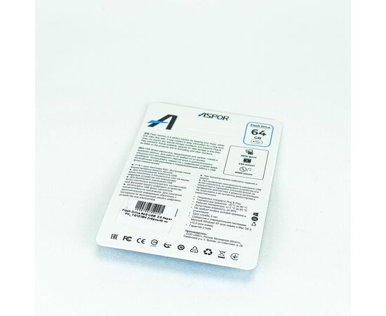  Flash Drive 64G USB  2.0 Aspor PK_TG121BK (чёрный) нс 