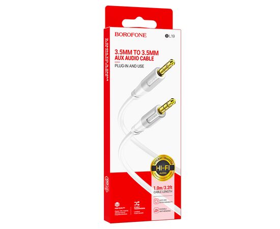  Аудиокабель BOROFONE BL19 AUX Jack 3.5 (m) - Jack 3,5 (m), 1 м, белый 