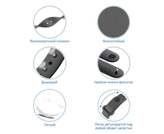  Ремешок силиконовый Great Case Sport для Xiaomi Mi Band 5/6/7, 250мм, на кнопке, синий (2) 