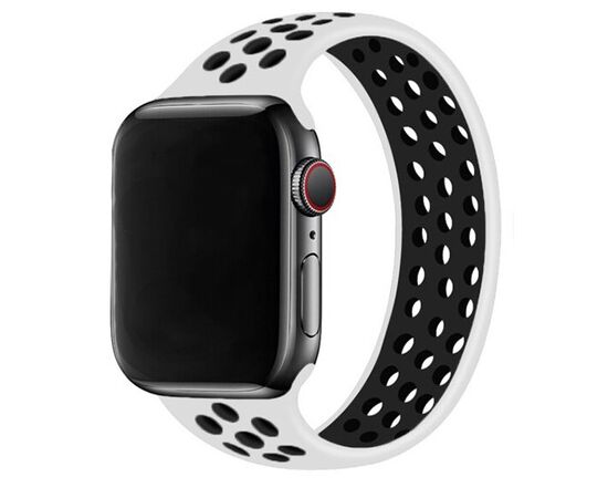  Ремешок-браслет силиконовый перфорированный Great Case Solo Loop для Apple Watch 42/44/45/49 мм, L(155мм), белый+черный (10) 
