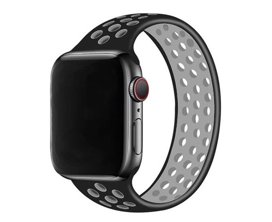  Ремешок-браслет силиконовый перфорированный Great Case Solo Loop для Apple Watch 42/44/45/49 мм, M(145мм), черный+серый (7) 