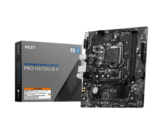  MB s1200 MSI Pro H510M-B II  2*DDR4, 1*PCIEx16, 1*PCIEx1, 1*M.2, 4*USB3.2Gen1, 8*USB2.0, 4*SATA3.0, 1G, VGA, HDMI, M-ATX, RTL 