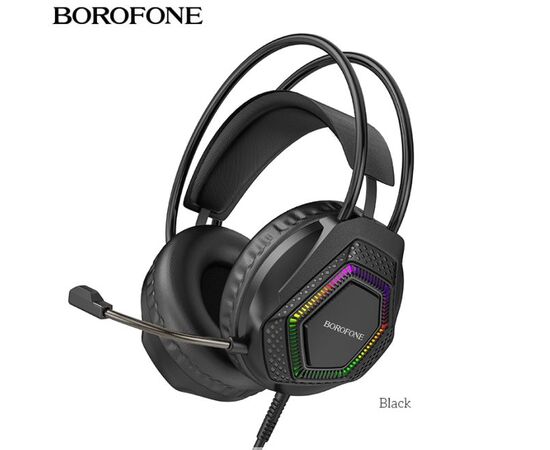  Borofone BO105/ Гарнитура игровая проводная, 2 м, USB + 3.5 mm, адаптор, черный 