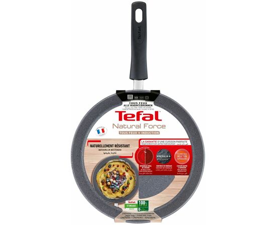 Сковорода блинная Tefal Natural Force G2663872, без крышки, серый 