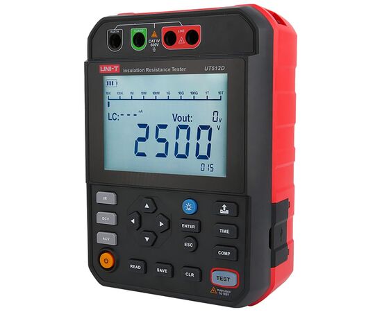  Измеритель сопротивления изоляции UNI-T UT512D до 2,5 кВ, до 1 ТОм память на 999 измерений, CAT IV 600 В 