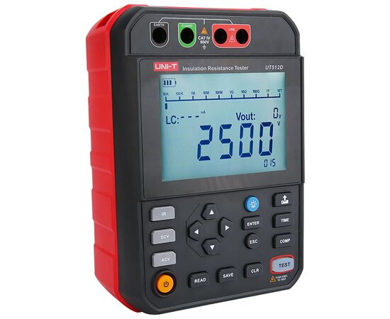  Измеритель сопротивления изоляции UNI-T UT512D до 2,5 кВ, до 1 ТОм память на 999 измерений, CAT IV 600 В 