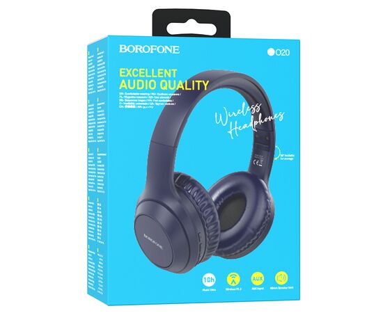  Беспроводные наушники накладные BOROFONE BO20 Player, Bluetooth, синий 