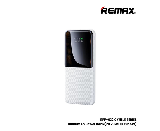  Аккумулятор внешний резервный REMAX Cynlle Series PD 20W+QC 22.5W   Fast Charging Power Bank 10000mAh RPP-622 (белый) 