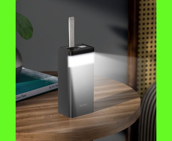  Аккумулятор внешний HOCO J86, Powermaster, 40000mAh, пластик, дисплей, 2 USB выхода, Type-C, QC3.0, PD3.0, 3,0А, цвет: чёрный (1/13) 
