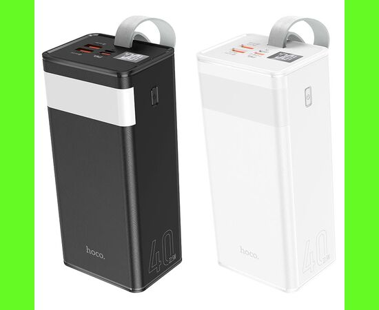  Аккумулятор внешний HOCO J86, Powermaster, 40000mAh, пластик, дисплей, 2 USB выхода, Type-C, QC3.0, PD3.0, 3,0А, цвет: чёрный (1/13) 