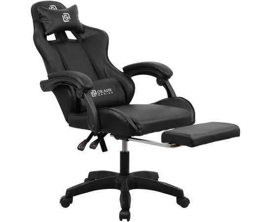  Кресло игровое OKLICK Camper 2006678 черный сиденье черный искусст.кожа/сетка с подголов. крестов. пластик черный подст.для ног 