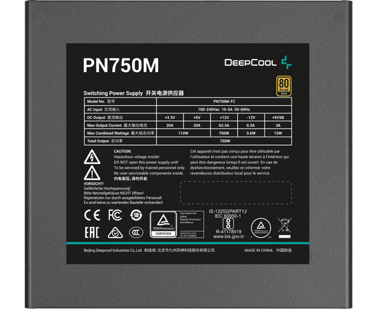  Блок питания DeepCool PN750M V2 Gen.5 (R-PN750M-FC0B-WGEU), 750Вт, 120мм, retail 