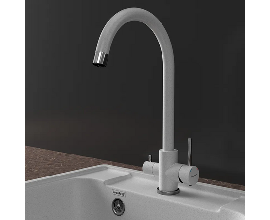  Смеситель для кухни GRANFEST GF-Z-5420 gray Quarz U-образный, кран под фильтрованную воду, серый 