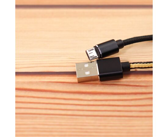  Дата-кабель Aspor A125 Nylon Gold Seriel Micro 1м (черный) 
