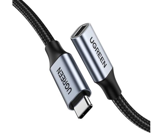  Кабель UGREEN US372 30205 USB-C 3.1 Male to USB-C Female Gen2 Extension Cable 1m Dark Gray 