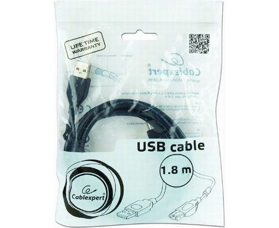  Кабель Cablexpert CCF2-USB2-AMBM-6 USB 2.0 Pro, AM/BM, 1.8м, экран, 2феррит.кольца, черный, пакет 