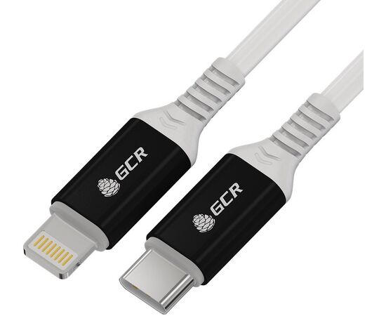  Кабель Greenconnect Premium GCR-53464 TypeC/Lightning 0.5m белый силикон MFI Power Delivery 18 W быстрая зарядка AL case черный белый ПВХ 