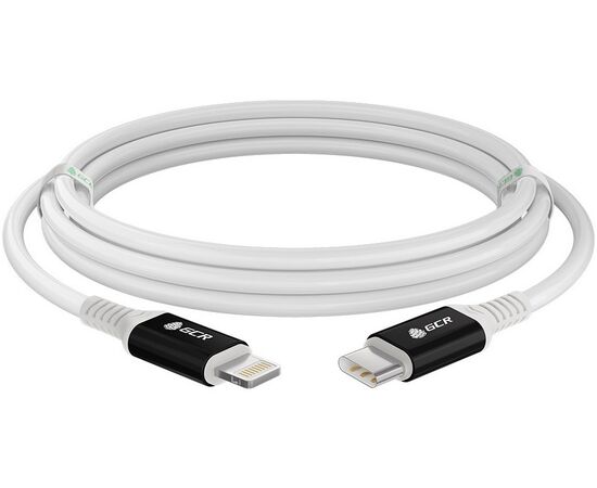 Кабель Greenconnect Premium GCR-53464 TypeC/Lightning 0.5m белый силикон MFI Power Delivery 18 W быстрая зарядка AL case черный белый ПВХ 