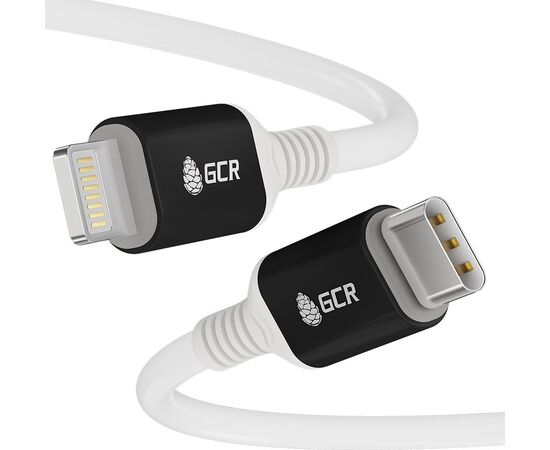  Кабель Greenconnect Premium GCR-53464 TypeC/Lightning 0.5m белый силикон MFI Power Delivery 18 W быстрая зарядка AL case черный белый ПВХ 