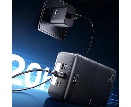  Внешний аккумулятор REMAX RPP-118 Piloteer Series 80000mAh 27W+22.5W PD+QC с фонариком (Black) 