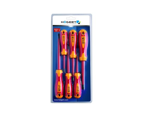  Набор отвёрток диэлектрических HOEGERT TECHNIK HT1S996 1000 V, сталь S2, 6 шт. 