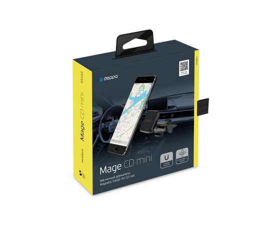  Автомобильный держатель Mage CD mini для смартфонов, магнитный, крепление в CD-слот, Deppa, 55162 