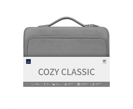  Сумка для ноутбука WiWU Cozy Classic Case 14" водонепроницаемый полиэстер (Gray) 