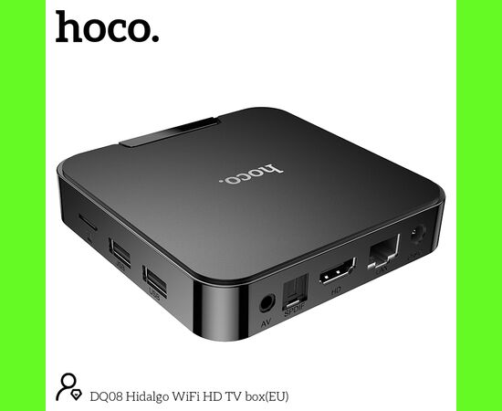  Смарт-ТВ приставка HOCO DQ08 Hidalg WiFi HD черный CortexTM-A53, Android 10 version 2GB+16GB 