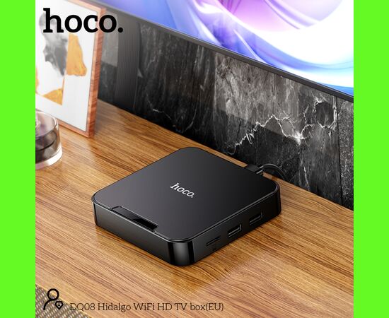 Смарт-ТВ приставка HOCO DQ08 Hidalg WiFi HD черный CortexTM-A53, Android 10 version 2GB+16GB 
