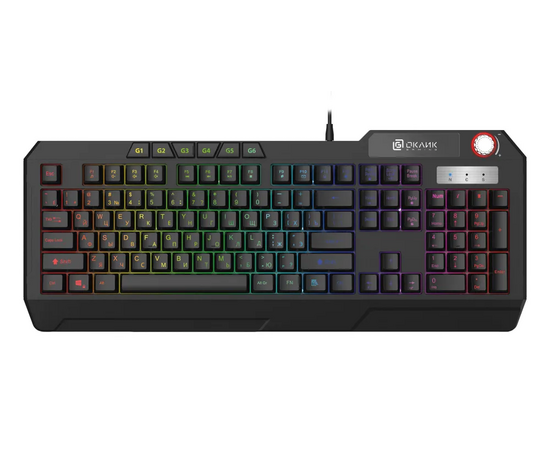  Клавиатура OKLICK 715G (1680657) черный USB Multimedia for gamer LED 