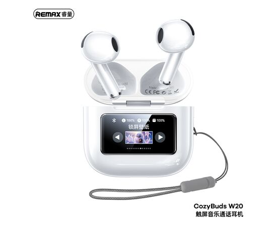  Наушники bluetooth REMAX Touch Screen Music& Calling ENC Earbuds CozyBuds W20 (белый) 