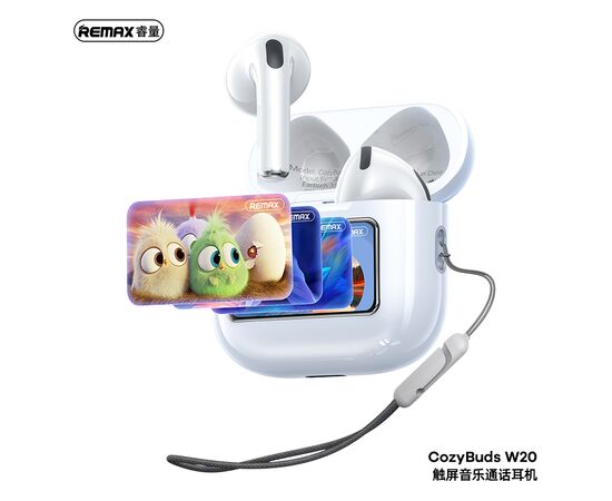  Наушники bluetooth REMAX Touch Screen Music& Calling ENC Earbuds CozyBuds W20 (белый) 