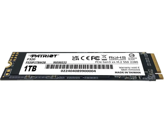  SSD Patriot P320 P320P1TBM28 1ТБ, M.2 2280, PCIe 3.0 x4, NVMe, M.2 