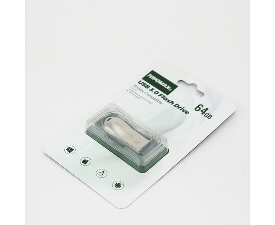  Flash Drive 64G TOPOMAX Premium TP-005 3.0 скорость чтения 80 МБ/с, записи 25 МБ/с, (металл) 
