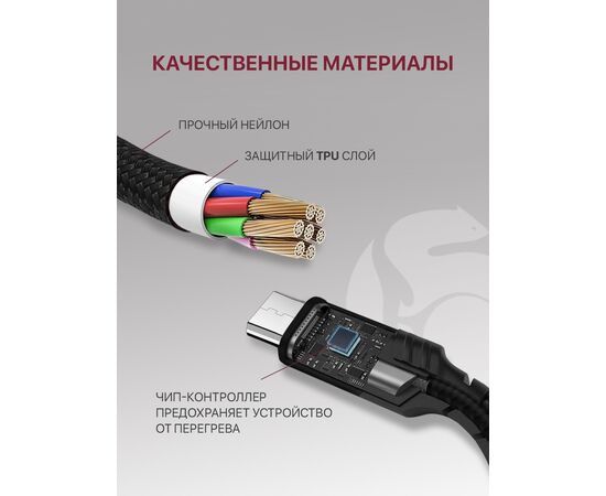  Кабель USB-Micro USB для зарядки и передачи данных (2.1A) нейлоновый, черный (2м) 