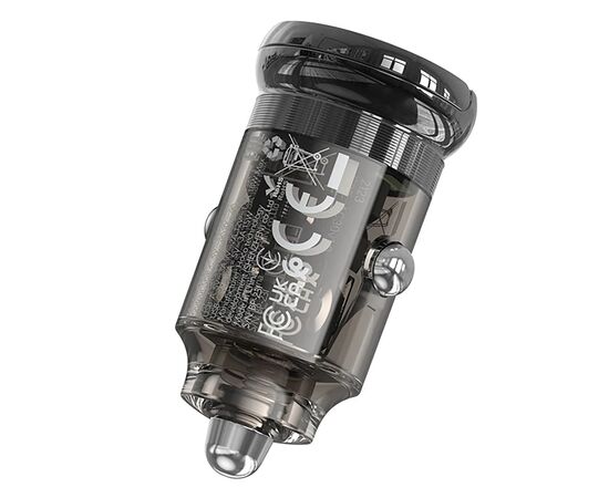  Адаптер Автомобильный Hoco Z53A Vision PD30W+QC3.0 (transparent black) (225395) 