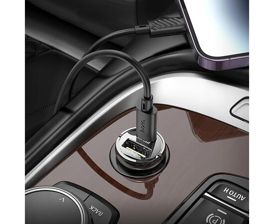  Адаптер Автомобильный Hoco Z53A Vision PD30W+QC3.0 (transparent black) (225395) 