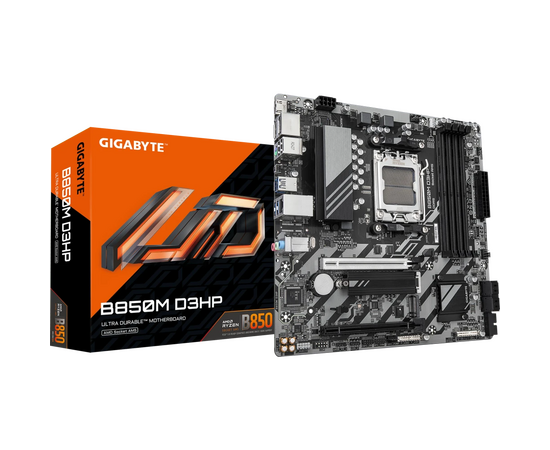  MB sAM5 Gigabyte B850M D3HP, AMD B850, 4xDDR5-5200 МГц, 2xPCI-Ex16, 2xM.2, Micro-ATX 