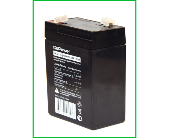  Аккумулятор свинцово-кислотный GoPower LA-645/security 6V 4.5Ah (1/20) 