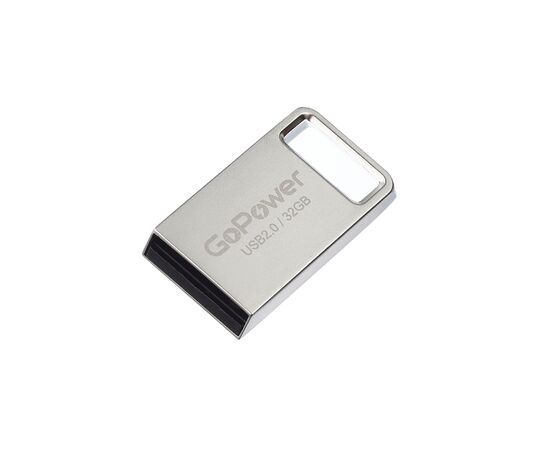  Флеш-накопитель GoPower MINI 32GB USB2.0 металл серебряный (1/50/1000) 