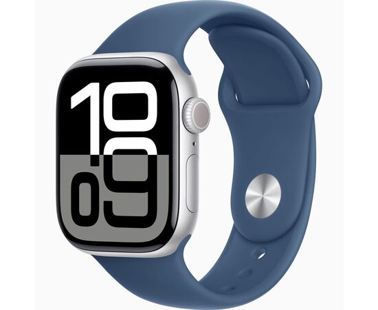  Smart-часы Apple Watch Series 10 MWWC3LW/A 42мм OLED корп.серебристый Sport Band рем.синий разм.брасл. 150-200мм 